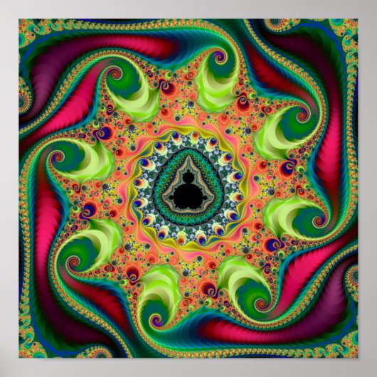 Poster Psyché coloré Mandelbrot ensemble fractal (Devant)