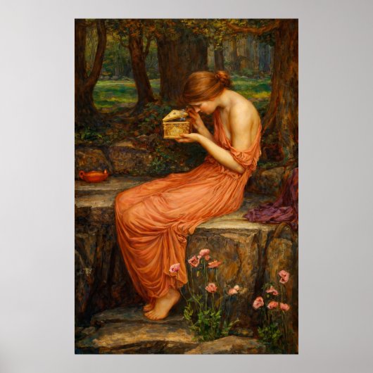 Poster Psyché ouvrant la boîte dorée par Waterhouse (Devant)