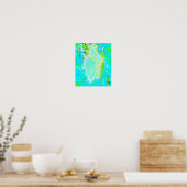 Poster Psychedelic aqua et Lime Green Milkweed (Cuisine)