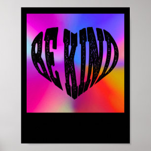 Poster Psychedelic Be Kind Heart Design - Arc-en-ciel vib