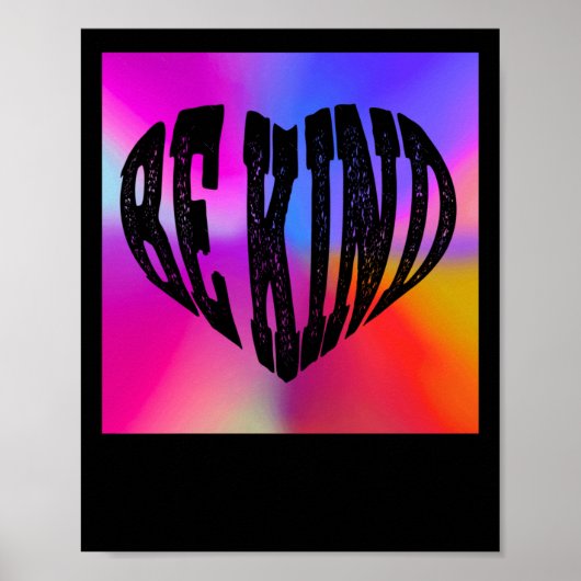 Poster Psychedelic Be Kind Heart Design - Arc-en-ciel vib (Devant)