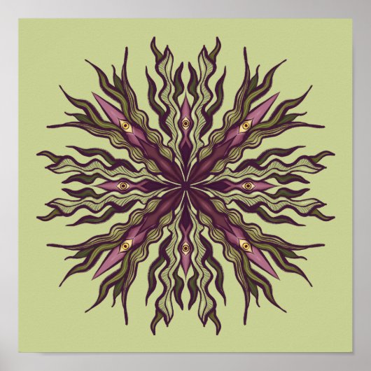 Poster Psychedelic Eye Plant - Surreal Botanical Mandala (Devant)