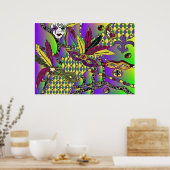 Poster Psychedelic Mardi Gras Feather Masks (Cuisine)