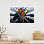 Poster Psychedelic NYC : Charging Bull of Wall Street (Cuisine)
