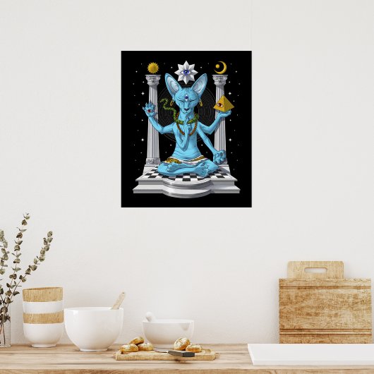 Poster Psychédélic Sphynx Cat Shiva (Cuisine)