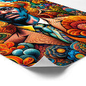 Poster Psychedelica Abstrait Africain Américain Homme (Coin)