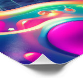 Poster Psychédélique cool Chat Kitty (Coin)