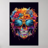 Poster psychédélique couleur crâne brillant (Devant)