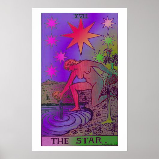 Poster psychédélique de la carte Star Tarot (Devant)
