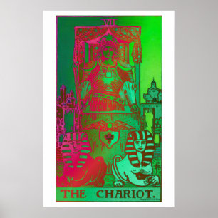Poster psychédélique de la carte Tarot Chariot