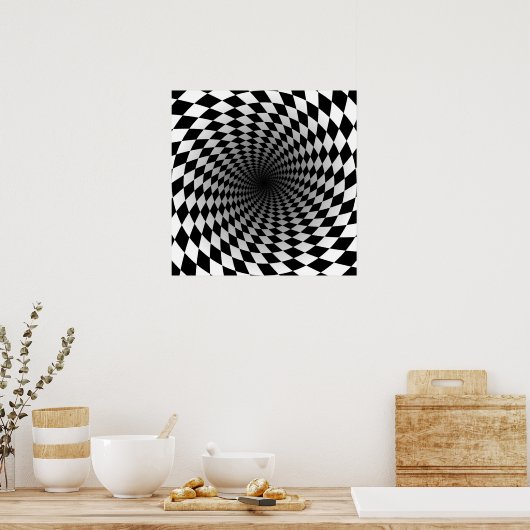 Poster psychédélique des Carrés hypnotiques (Cuisine)