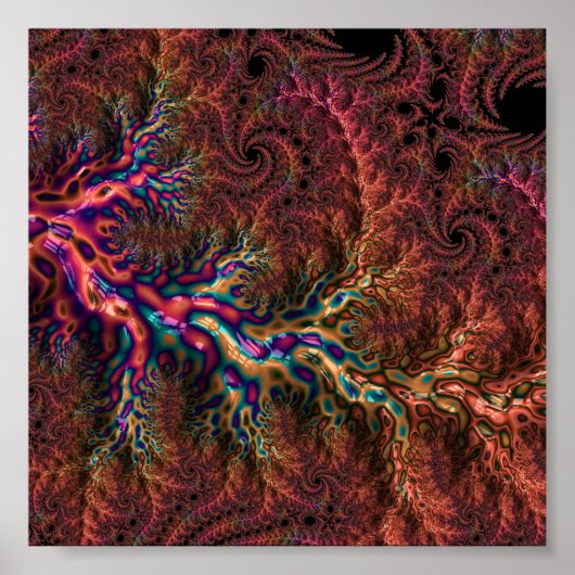 Poster Psychedélique Groovy Tripant Funky Coloré Fractale (Devant)