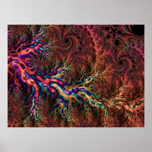 Poster Psychedélique Groovy Tripant Funky Coloré Fractale (Devant)