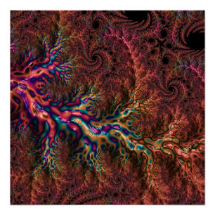 Poster Psychedélique Groovy Tripant Funky Coloré Fractale