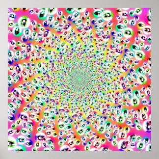 Poster Psychédélique Rainbow Eyes Mandala