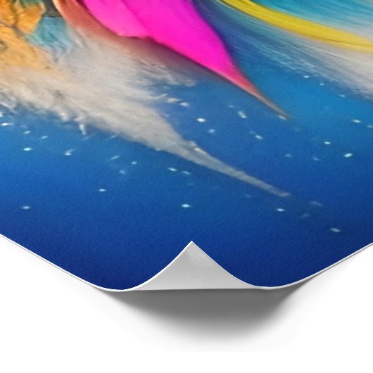 Poster Psychédélique Soleil Face Boho Trippy Abstrait (Coin)