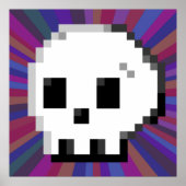 Poster psychédélique violet 8 bits en pixels du cr (Devant)
