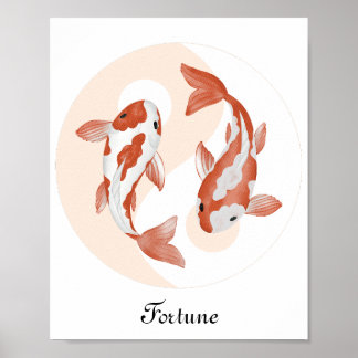 Poster Psychique Lucky Zen Koi Poisson dans Bagua Fortune
