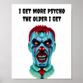 Poster Psycho Déplaisant Tueur Zombie Clown Horreur Art (Devant)