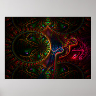 Poster Psycho Gears Flame Fractal Art