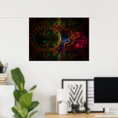 Poster Psycho Gears Flame Fractal Art (Bureau à domicile)