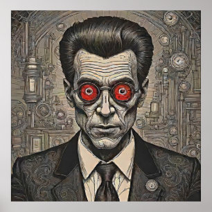 Poster Psycho Killer Steampunk Retro Ink Dessin