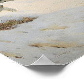 Poster Ptarmigan en plumage hivernal, volant à travers la (Coin)