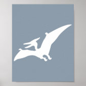 Poster Pterodactyl Silhouette Nursery Wall Art Blue Dino (Devant)
