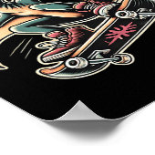 Poster Ptérodactyle de skateboard radical dessin animé di (Coin)