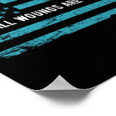 Poster Ptsd Nous Sensibiliser Drapeau En Couleur Turquois (Coin)