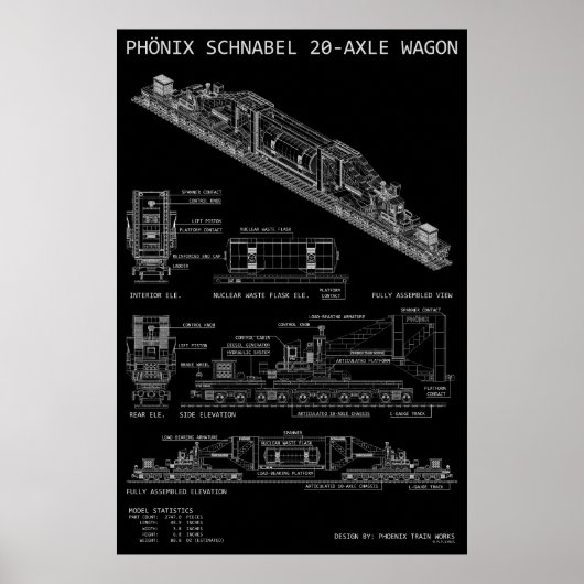 Poster PTW Grand Modèle de Wagon de Train Schnabel "Plan" (Devant)