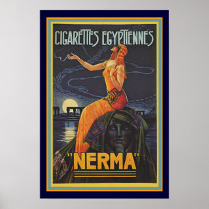 Poster publicitaire Art Déco Nerma Cigarette 13 x