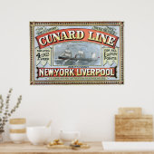 Poster publicitaire de Cunard Line New York et Liv (Cuisine)