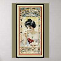 Poster publicitaire de Perrier Champagne 13 x 19