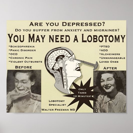 Poster publicitaire Lobotomy | Annonce Vintage | (Devant)