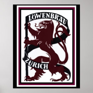 Poster publicitaire Lowenbrau Zurich 16 x 20