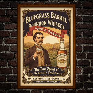 Poster publicitaire vintage Bluegrass Bourbon