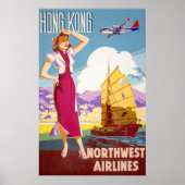 Poster publicitaire vintage Northwest Airlines (Devant)