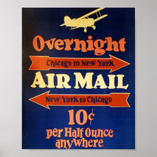 Poster Publicité aérienne vintage, Chicago