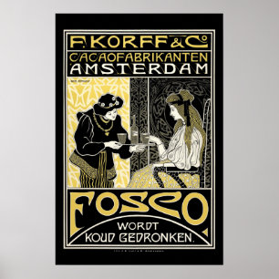Poster Publicité au chocolat hollandais Art nouveau vinta