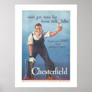 Poster Publicité Chesterfield Cigarettes vintage