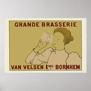 Poster Publicité de bière belge Art Nouveau vintage