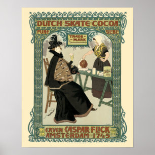 Poster Publicité de cacao néerlandais Art nouveau vintage
