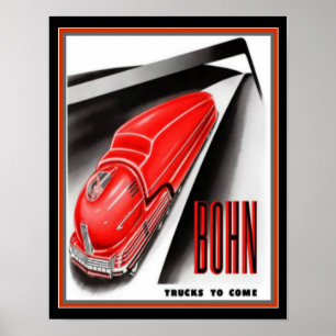 Poster Publicité de camion Bohn Futuriste Retro Imprimer