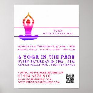 Poster Publicité de classe de yoga rayé vibrant