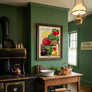 Poster Publicité de fruits et légumes de l'ère victorienn