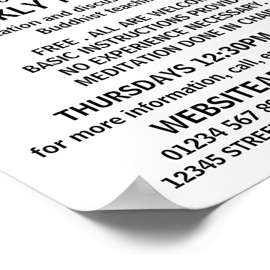 Poster Publicité de groupe bouddhiste moderne Bold (Coin)