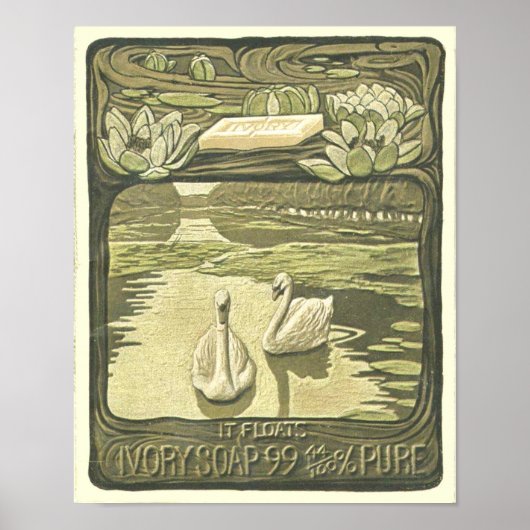 Poster Publicité de savon avec 2 cygnes (Devant)