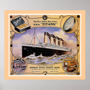 Poster Publicité de savon Vintage Titanic RMS (avec/bordu