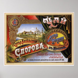 Poster Publicité de thé de l'Empire russe 1903